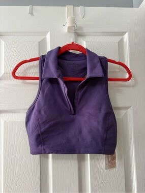 Jessica Simpson Purple Sleeveless Collared Crop Top